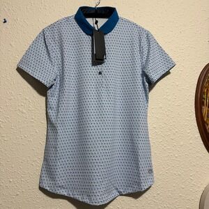 NWT Greyson Flew‎ the Coop Women's S golf Polo Shirt arctic  Rooster AOP stretch